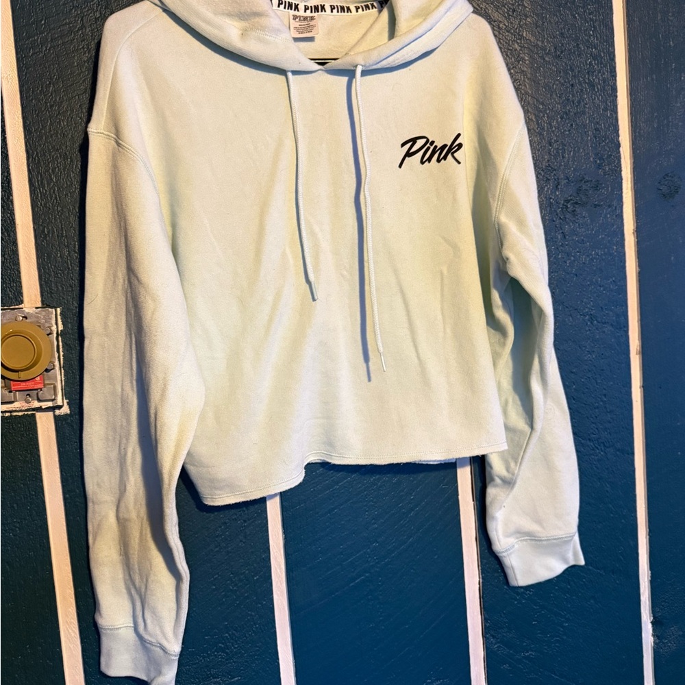 PINK Victoria's Secret Mint Green Cropped Hoodie